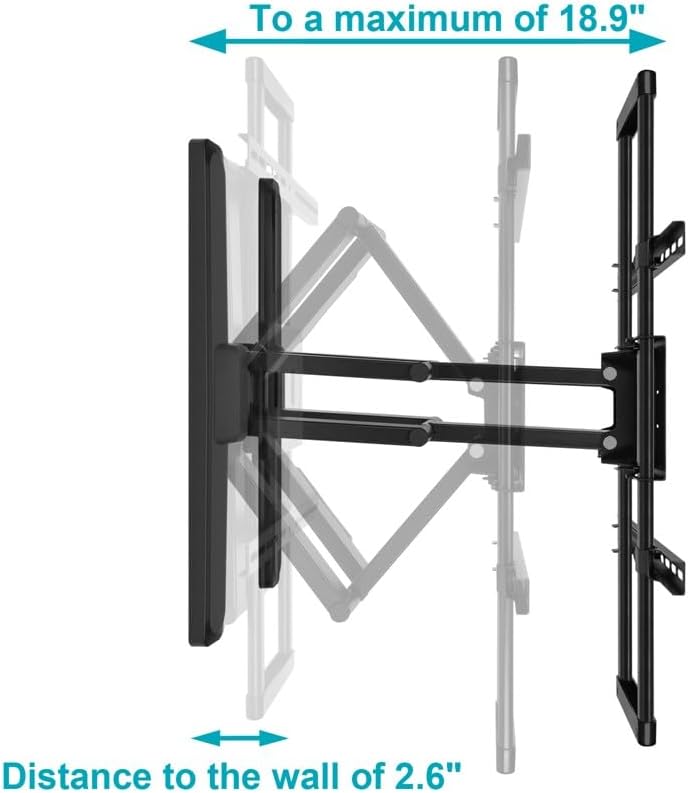 Monoprice Essential Full Motion TV Wall Mount Bracket Low Profile for 37" to 80" TVs up to 99lbs, Max VESA 600x400