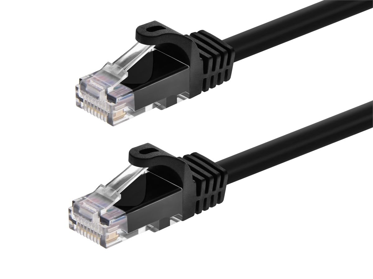 Monoprice Cat6 2ft Black Patch Cable UTP 24AWG 550MHz Pure Bare Copper Snagless RJ45 Flexboot Series Ethernet Cable 1