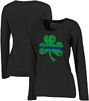 THIN BLUE LINE USA Women's St. Patrick's Day Shamrock Long-Sleeve Tee