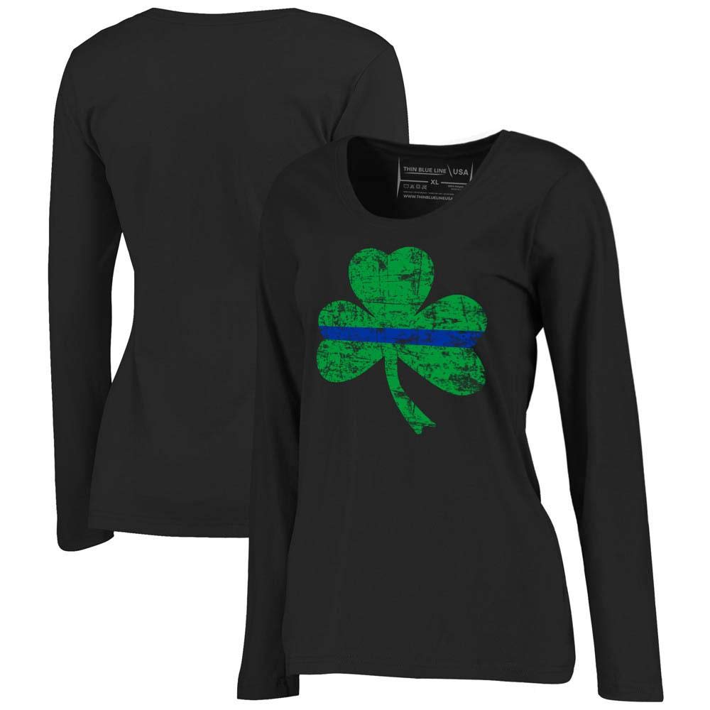 THIN BLUE LINE USA Women's St. Patrick's Day Shamrock Long-Sleeve Tee