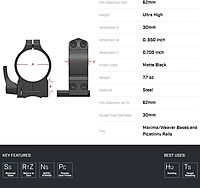 WARNE 216LM Maxima Quick Detach Scope Rings, Sintered Steel, Vertical Split, 30 mm, Extra High Matte