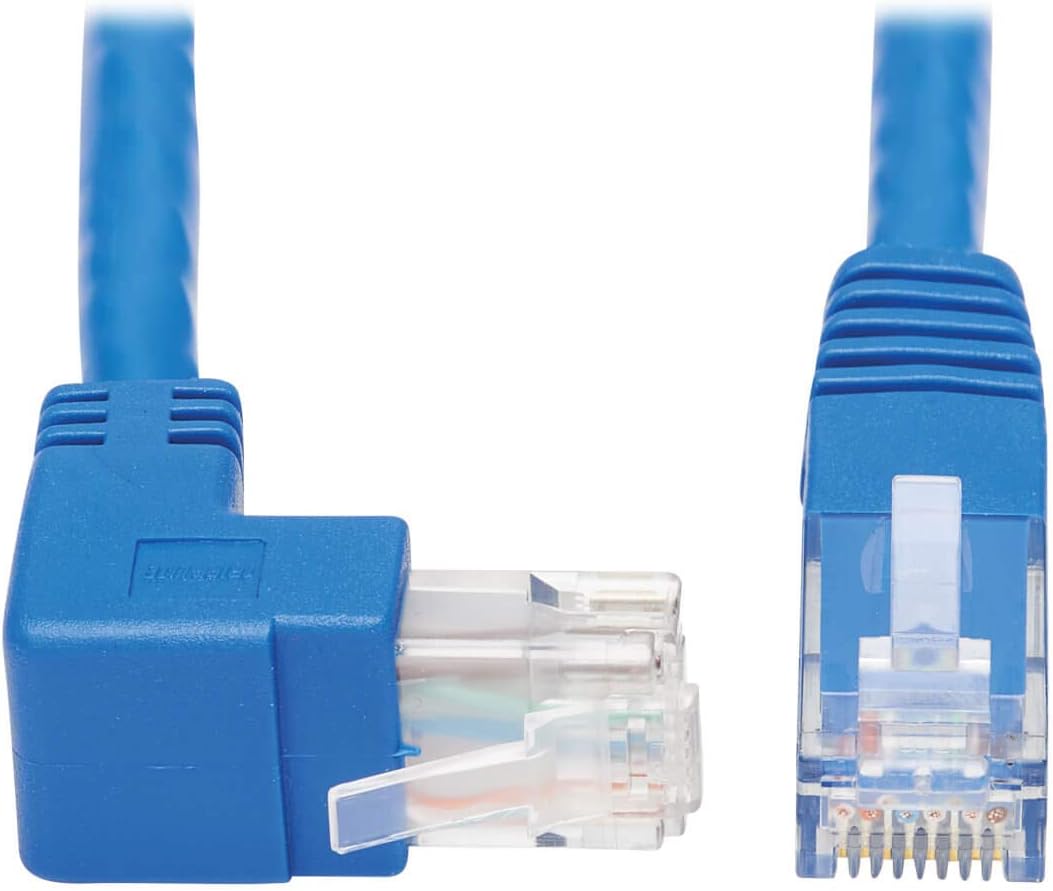 Tripp Lite Up Angle Cat6 Ethernet Cable, Gigabit Molded UTP Network Patch Cable, Blue, 15 ft. (N204-015-BL-UP)