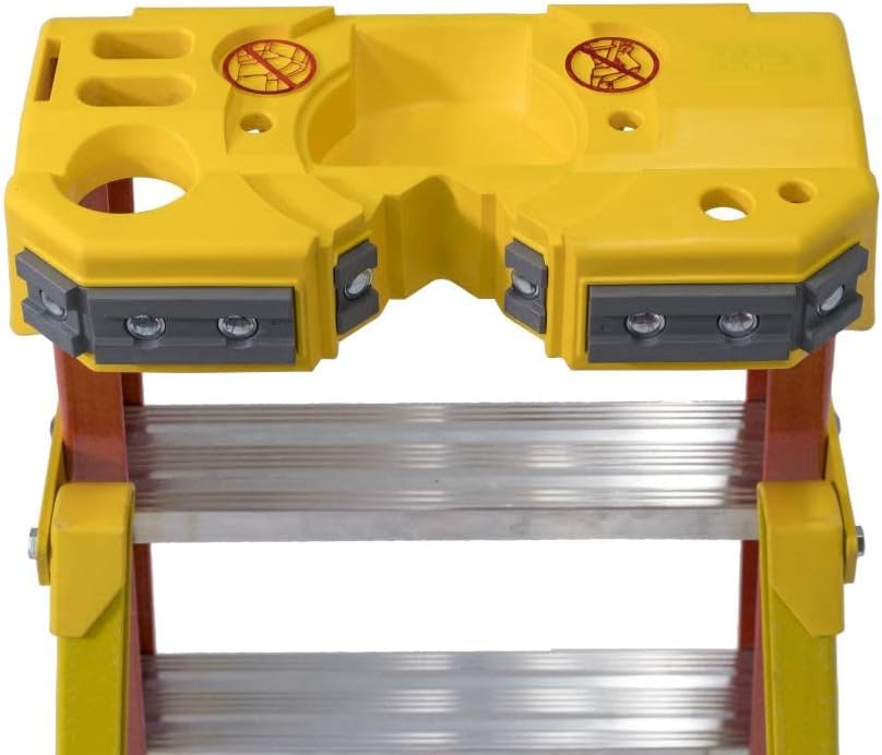 Werner L6206 Type IA Fiberglass Leaning Ladder, 5 Steps, Orange/Yellow, 300lb Load Capacity, 6' Length, 24" Width