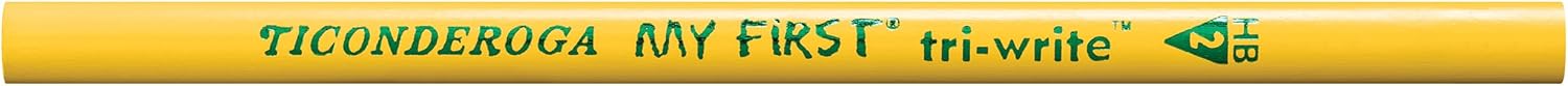 Ticonderoga My First Tri-Write Wood-Cased Pencils, Unsharpened, 2 HB Soft, Without Erasers, Yellow, 36 Count