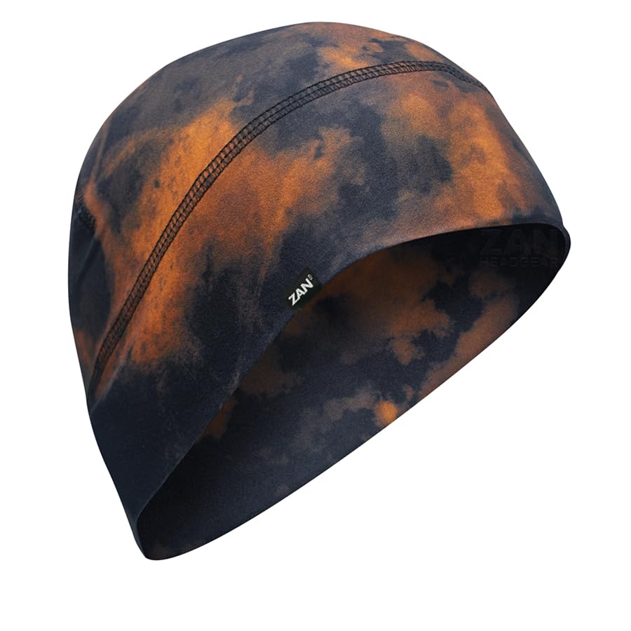 Zan Helmet Liner/Beanie SportFlex Series Black & Brown Tie Dye