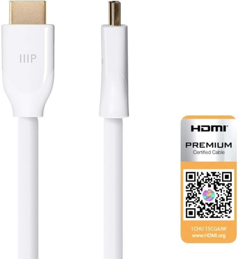 Monoprice Certified Premium HDMI Cable - 4K@60Hz, HDR, CEC, 21:9 18Gbps, YUV 4, 28awg, 10 Feet, Black