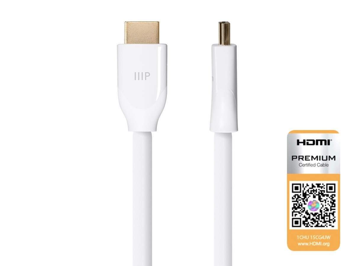 Monoprice Certified Premium HDMI Cable - 4K@60Hz, HDR, 18Gbps, YUV 4:4:4, Dual Video Stream, Compatible with DVD Player