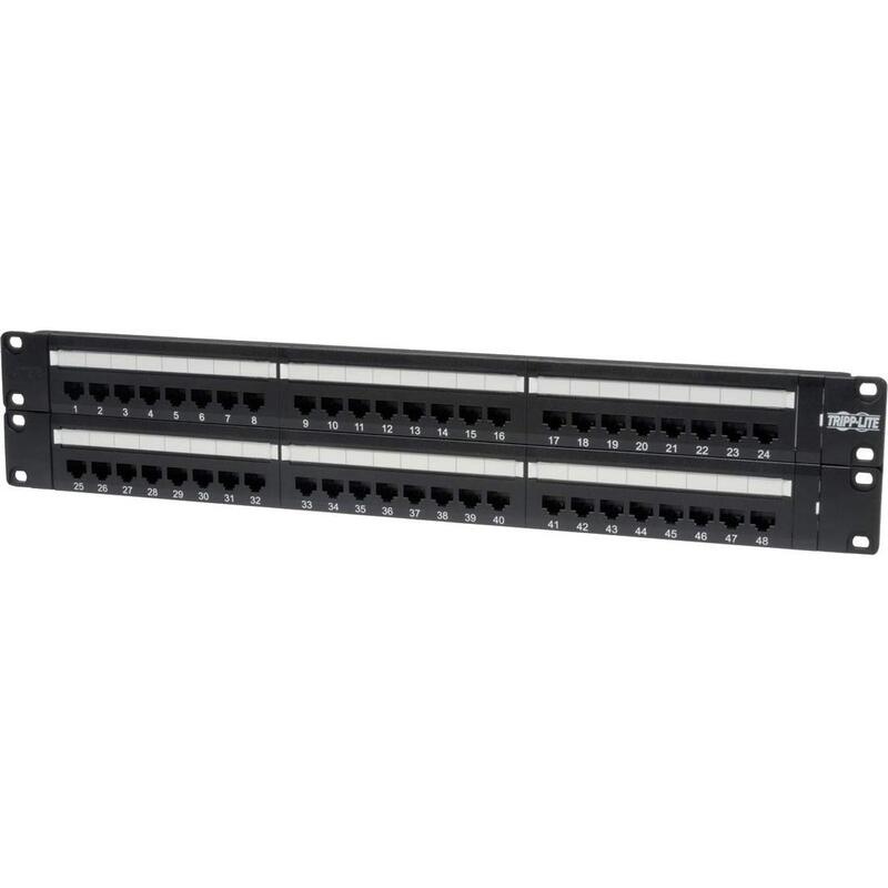 Tripp Lite 48-Port 2U Rackmount Cat6 110 Patch Panel 568B, RJ45 Ethernet(N252-048) , Black 48-Port (2U)