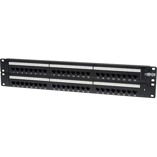 Tripp Lite 48-Port 2U Rackmount Cat6 110 Patch Panel 568B, RJ45 Ethernet(N252-048) , Black 48-Port (2U)