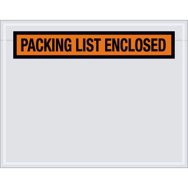 Aviditi PL19 Pre-Printed Envelope, Packing List Enclosed, 7 Length x 5-1/2 Width x 2 mil Thick, Orange (Case of 1000) by Aviditi