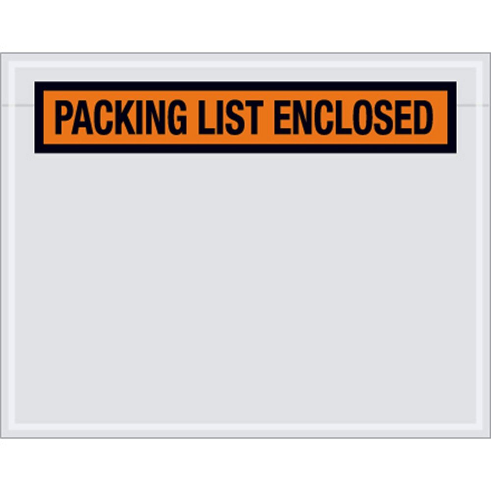 Aviditi PL19 Pre-Printed Envelope, Packing List Enclosed, 7 Length x 5-1/2 Width x 2 mil Thick, Orange (Case of 1000) by Aviditi