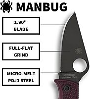 Spyderco Manbug Folding Pocket Knife with Micro-Melt PD#1 Steel Blade and FRN Handle - PlainEdge - MBBGBKP