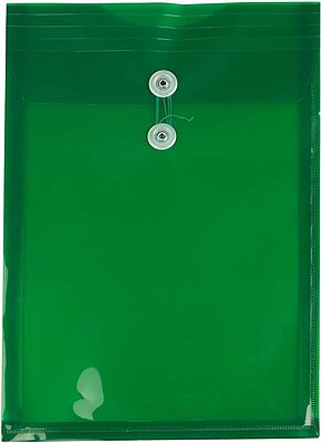 JAM PAPER Open-End Plastic Envelopes, Button & String