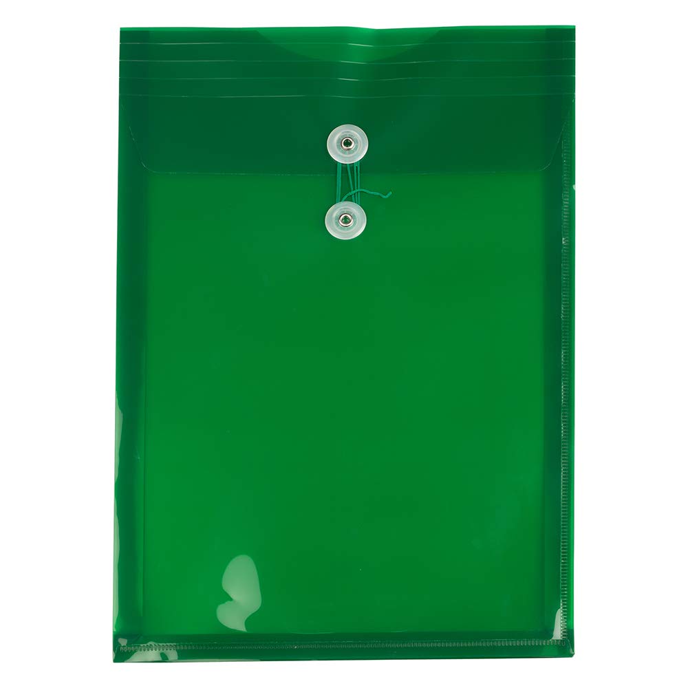 JAM PAPER Open-End Plastic Envelopes, Button & String
