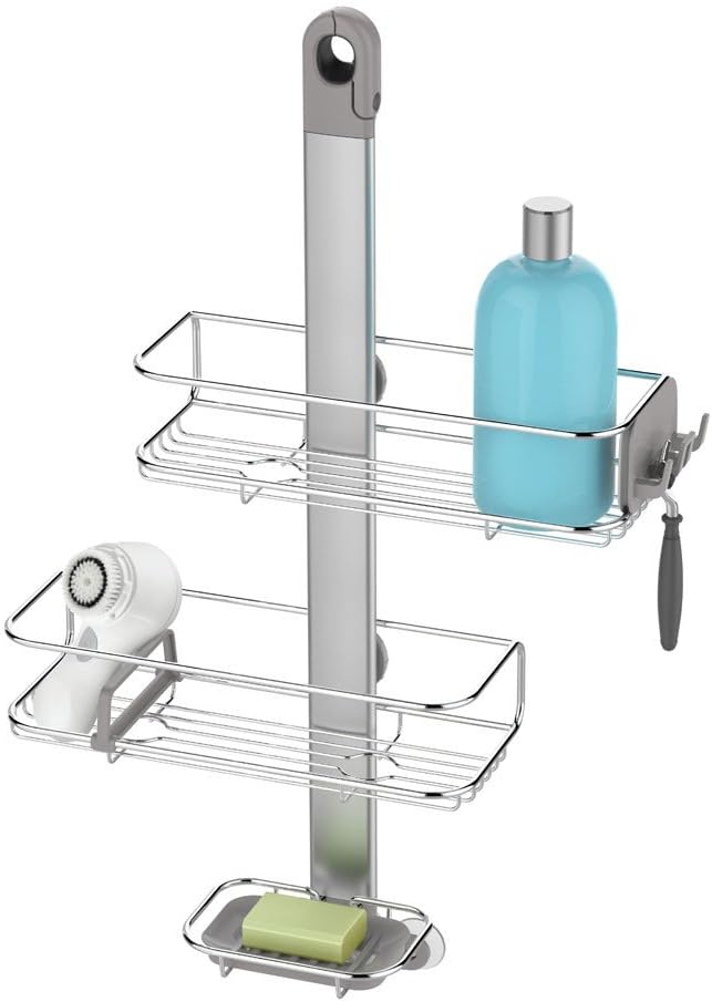 simplehuman Adjustable Shower Caddy, Stainless Steel and Anodized Aluminum Medium
