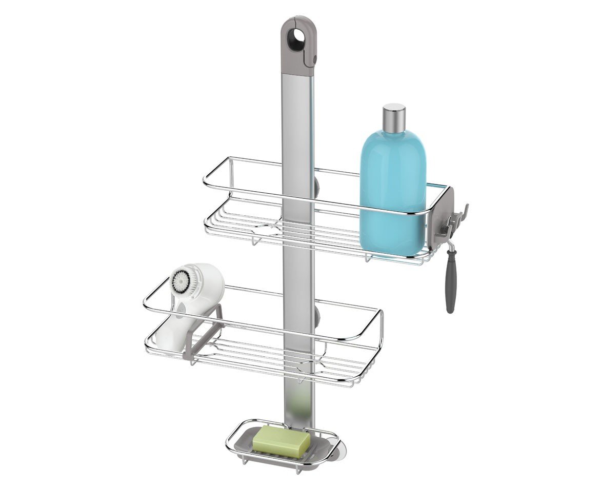 simplehuman Adjustable Shower Caddy, Stainless Steel and Anodized Aluminum Medium