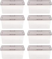 IRIS USA 8 Pack 17 Quart Snap Top Plastic Storage Box