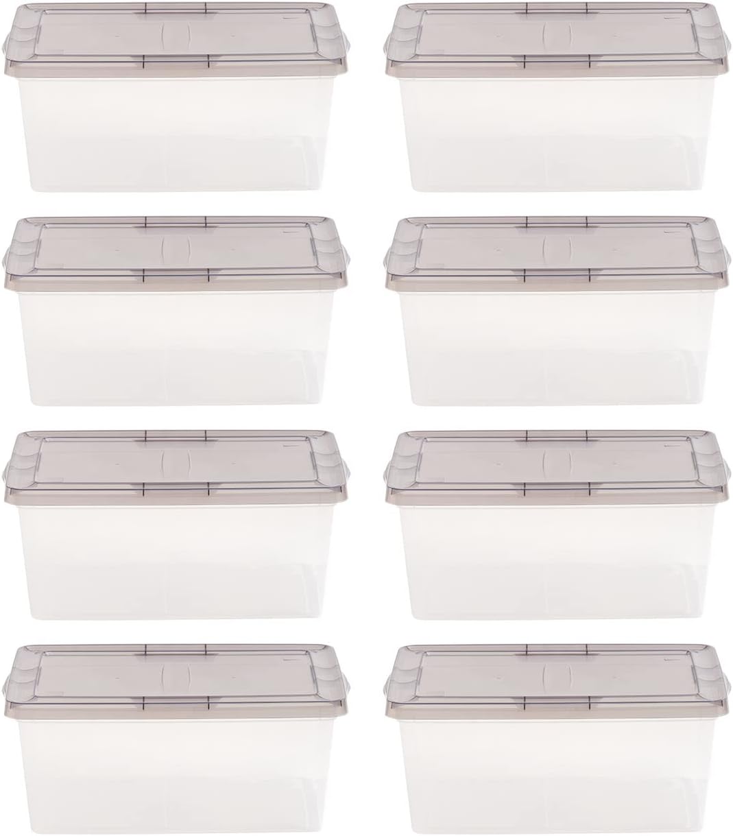 IRIS USA 8 Pack 17 Quart Snap Top Plastic Storage Box