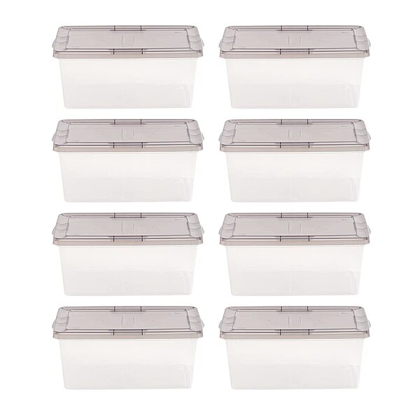 IRIS USA 8 Pack 17 Quart Snap Top Plastic Storage Box