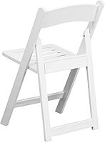 Flash Furniture HERCULES Series 1000-lb Capacity Resin Folding Chairs With Slatted Seats, White, Set Of 2 Chairs