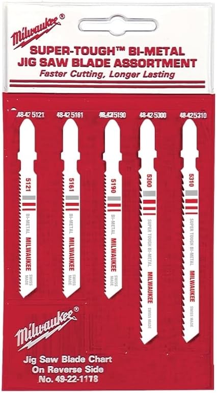 Milwaukee 49-22-1178 T-Shank Metal/Wood Cutting Jig Saw Blade Assortment, 5-Pack