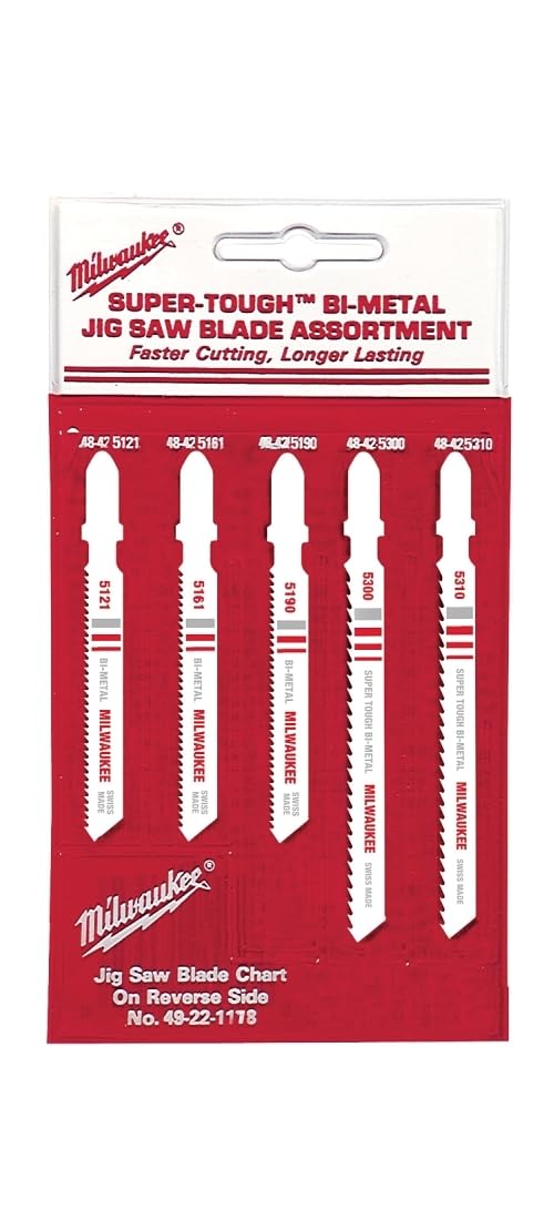 Milwaukee 49-22-1178 T-Shank Metal/Wood Cutting Jig Saw Blade Assortment, 5-Pack