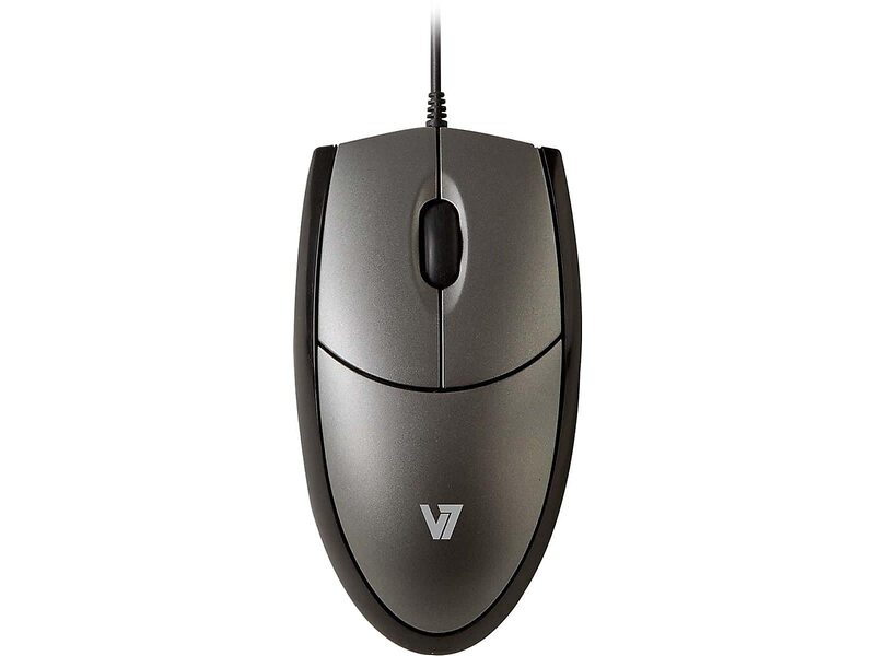 V7 MV3000010-5NC 3BTN USB Wired Optical Mouse,Silver / Black Wired Full size