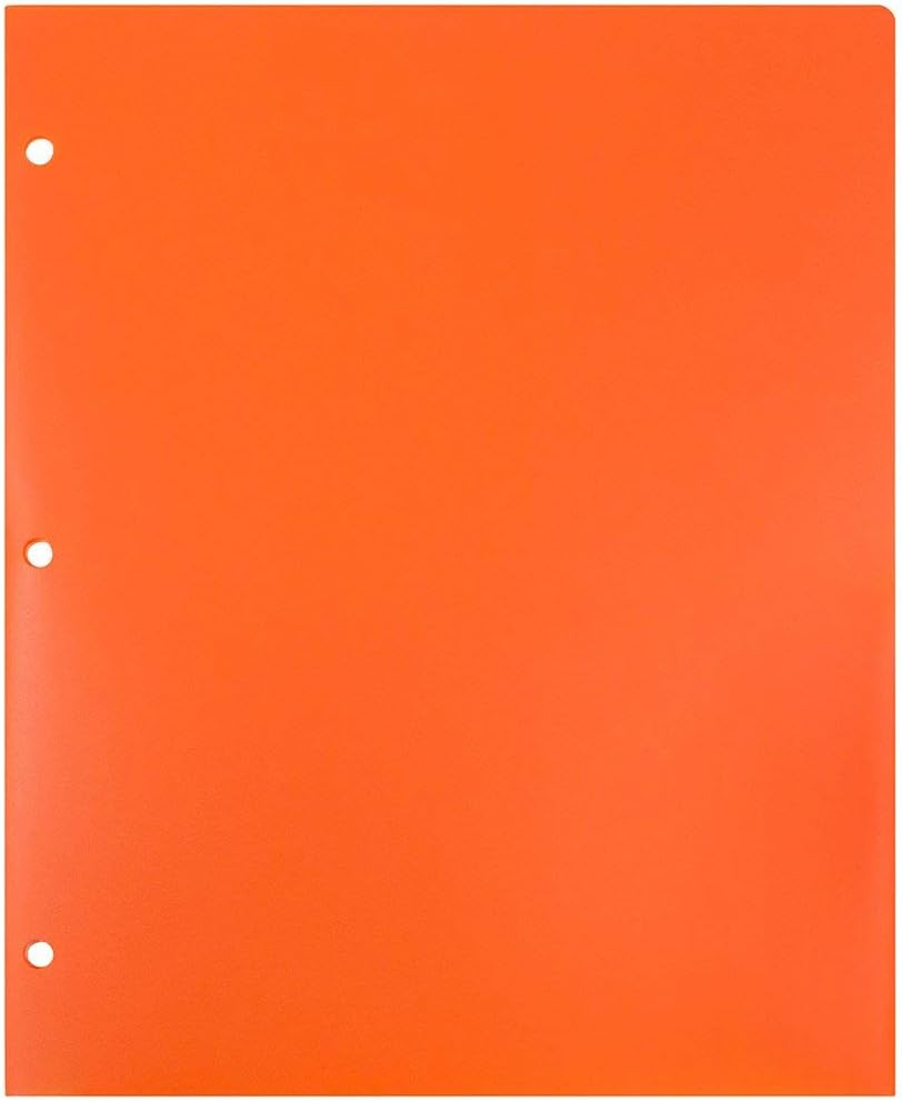 JAM PAPER Heavy Duty Plastic 3-Hole Punched 2-Pocket Presentation Folders