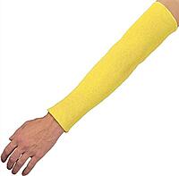 MCR Safety 9378 Kevlar Regular Weight 36 Gauge Plain Sleeve, Yellow, 18-Inch