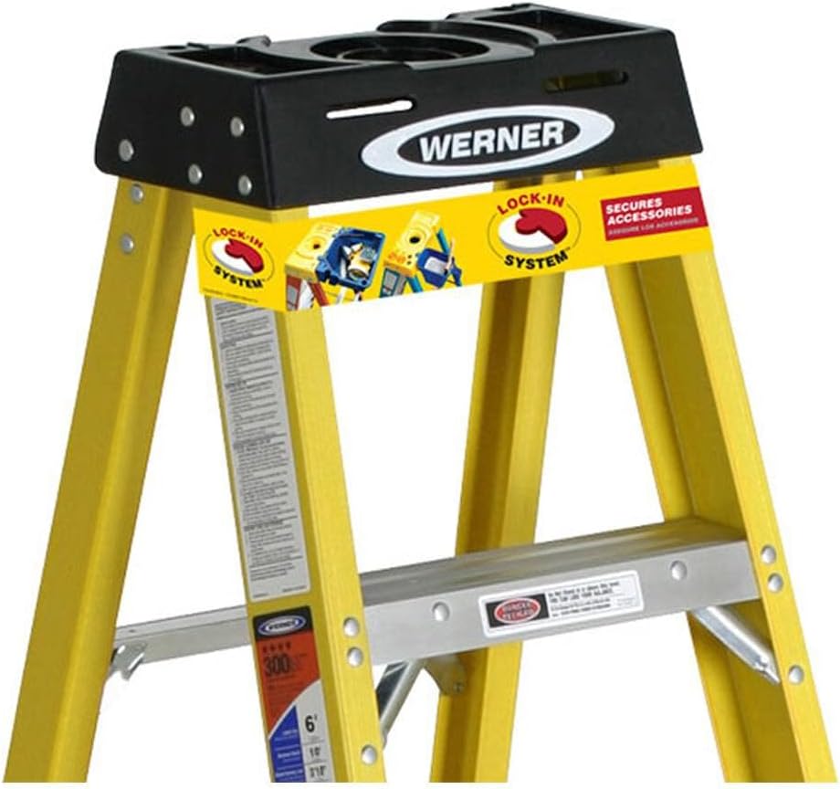 5 Step Fiberglass Foldable Step Ladder: Type IA 300 lb Capacity 6' Height