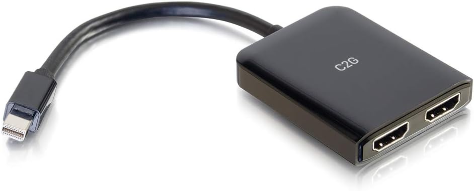 C2G 54292 USB Powered 4K 2-Port Mini DisplayPort to HDMI MST Hub Monitor Splitter, Black