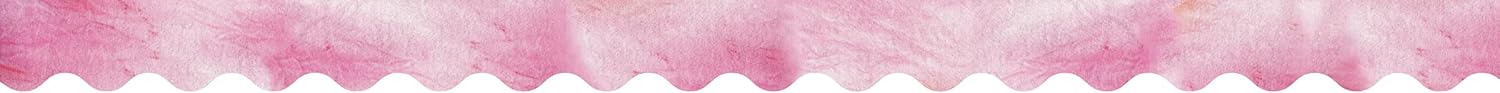 BARKER CREEK Double-Sided Scalloped Border, Pink Tie-Dye and Ombré, for Bulletin Boards, Reception Areas, Halls, Break Rooms