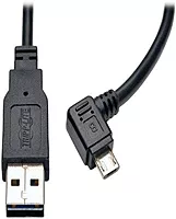 TRIPP LITE Reversible USB Charging Cable A to Right-Angle Micro B (UR05C-003-RB) - 3 ft, Black