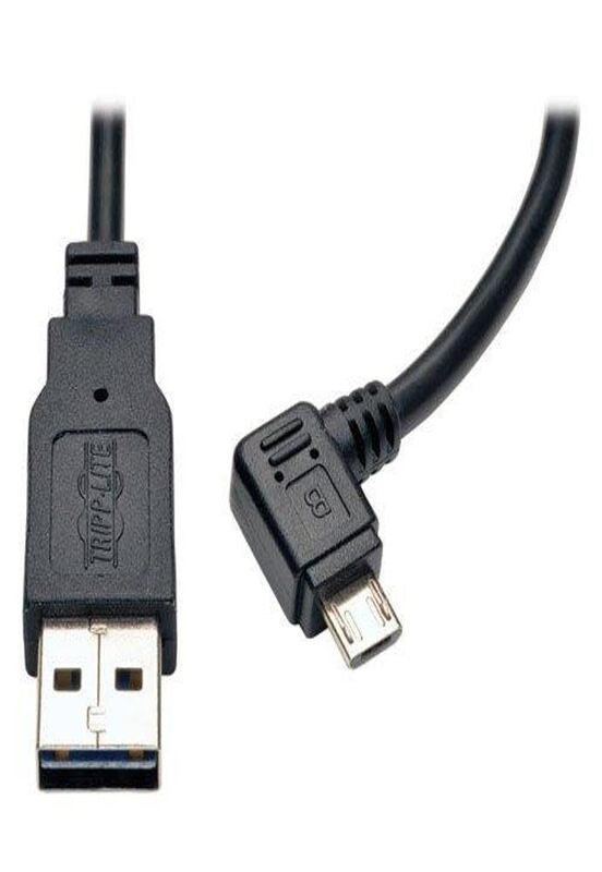 TRIPP LITE Reversible USB Charging Cable A to Right-Angle Micro B (UR05C-003-RB) - 3 ft, Black