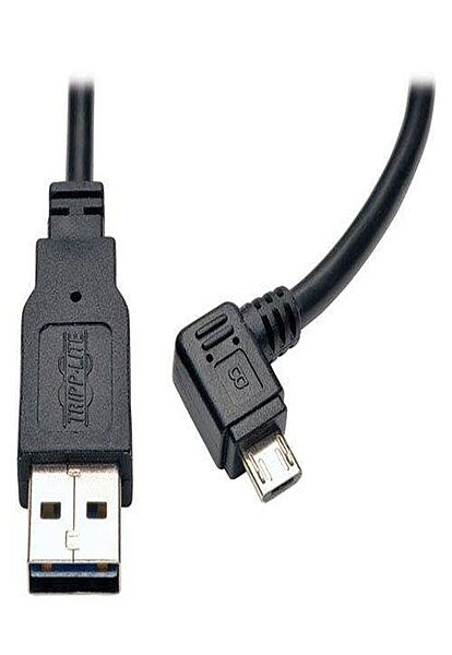 TRIPP LITE Reversible USB Charging Cable A to Right-Angle Micro B (UR05C-003-RB) - 3 ft, Black