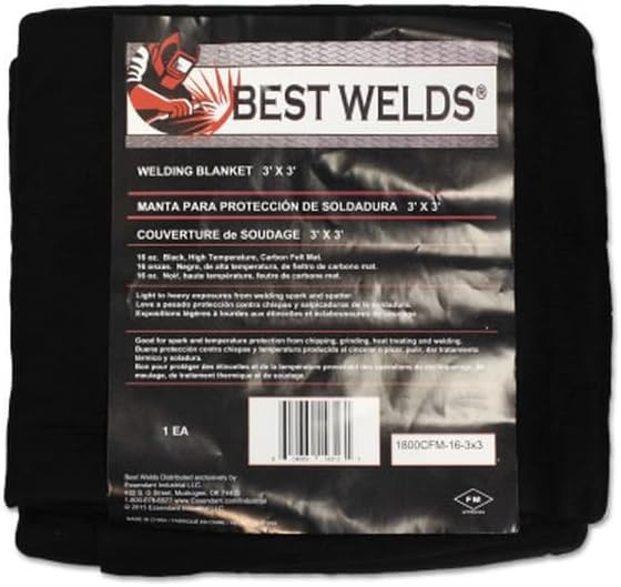 BEST WELDS 902-1800CFM-16-6X8 - Welding Blanket, 8ft x 6ft, Carbon Fiber, Mat, Black, 16