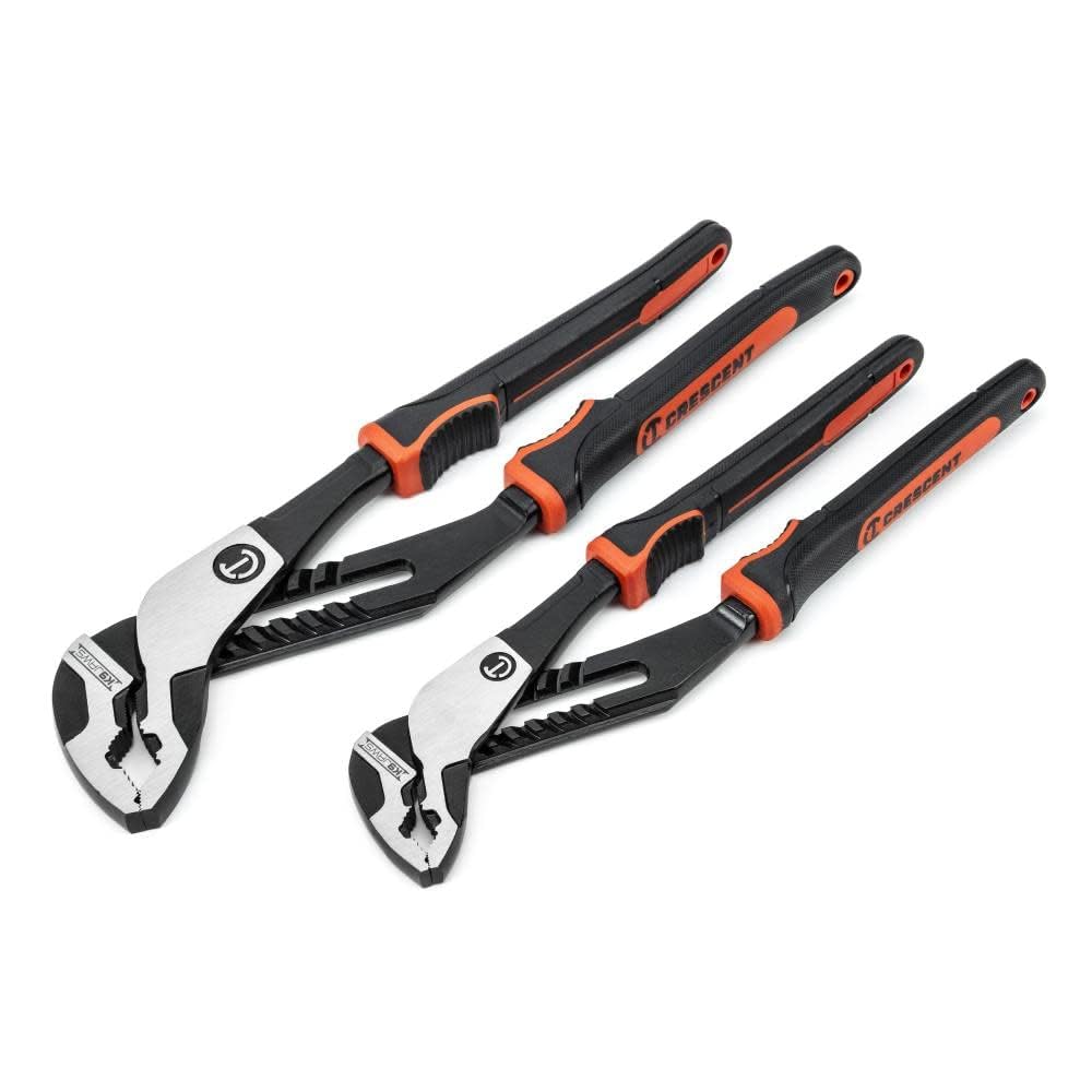 Crescent Z2 K9 V-Jaw Dual Material Tongue & Groove Plier Set - Adjustable Plier Set with 8 Jaw Positions