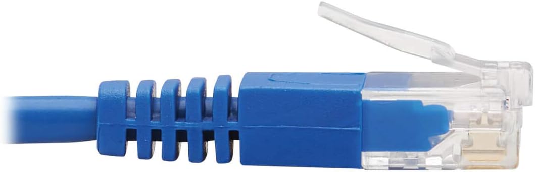 Tripp Lite Cat6 Gigabit Molded Slim UTP Network Patch Cable, Blue, RJ45 Angle