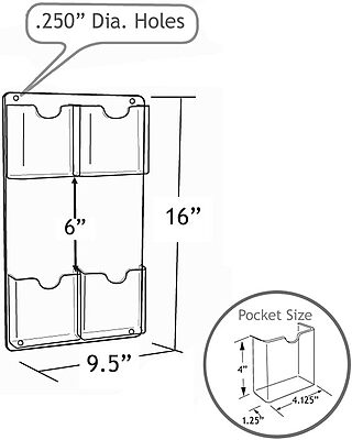 Azar Displays Wall-Mount Brochure Holders, Acrylic, Pack of 2