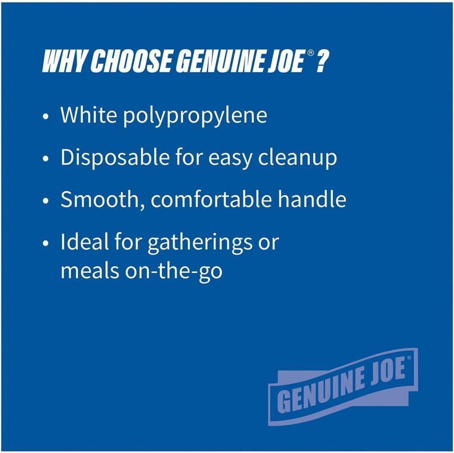 Genuine Joe Individually Wrapped Disposable Plastic Spoon - 1000/Carton