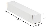 Aviditi Square Corrugated Cardboard Mailing Tubes, 2" x 2" x 37", White, Pack of 50, for Shipping, Storing, Mailing