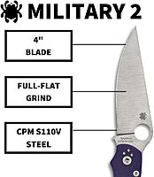 Spyderco Knives Military 2 Compression Lock C36GPDBL2 Blue G10 CPM-S110V Stainless Pocket Knife