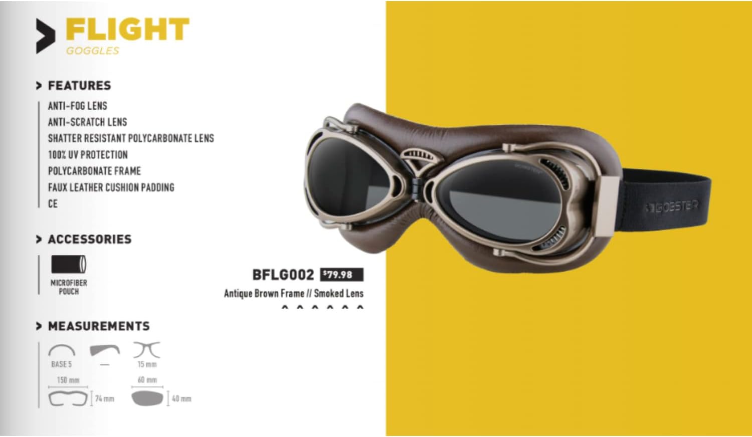 Bobster ® Flight, Antique Brown Frame, Smoked Lens