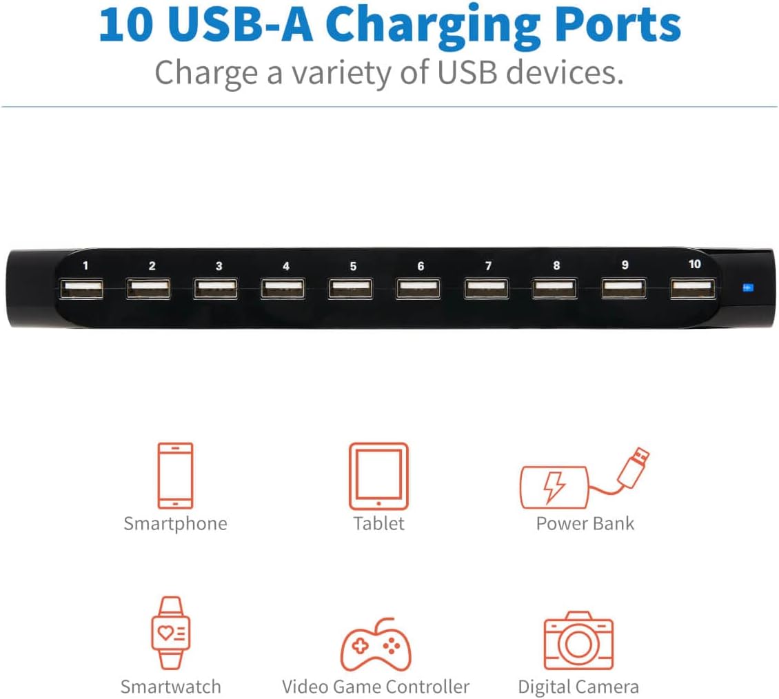 TRIPP LITE USB Charging Station with Storage and Adjustable Brackets