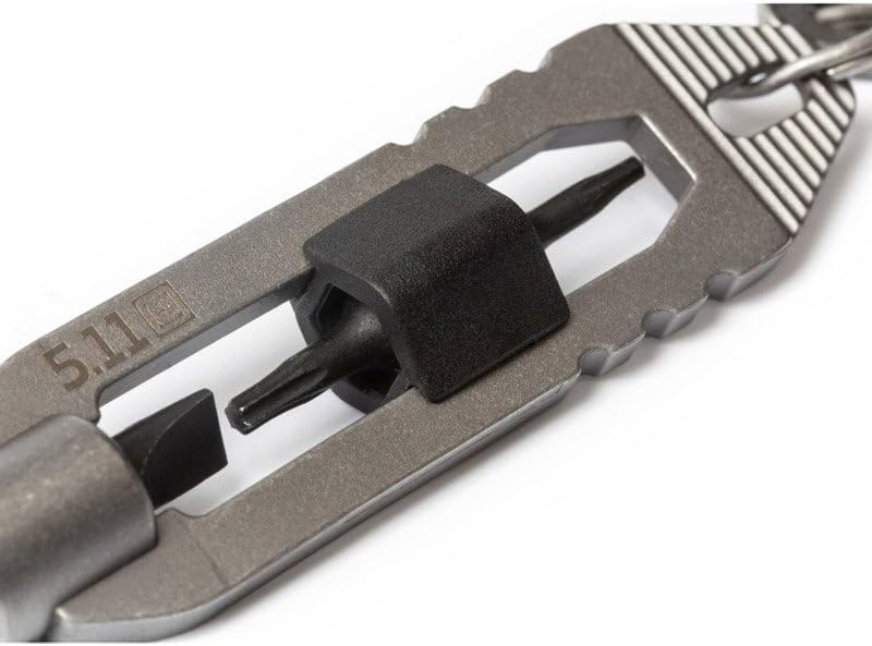 5.11 Tactical EDT Hex Tool Keychain, Stainless Steel, Style 56672, Tumbled Steel Color