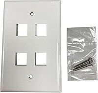 Tripp Lite Safe-IT 4-Port Single-Gang Outlet Keystone Wall Plate, Electrical & AV Applications, Ivory Gloss, TAA Compliant