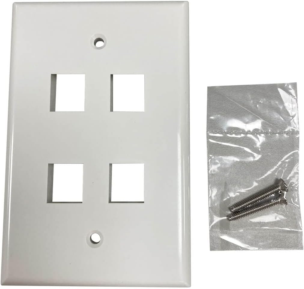 Tripp Lite Safe-IT 4-Port Single-Gang Outlet Keystone Wall Plate, Electrical & AV Applications, Ivory Gloss, TAA Compliant