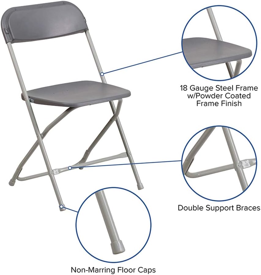 Flash Furniture Hercules Series Commercial-Grade Plastic Folding Chair - 650LB Weight Capacity