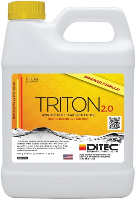Marine Triton 2.0 - Teak Protector, 1 Quart | Teak Protector | Marine Cleaning Products | Teak Oil Replacement | Teak Sealer