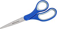 Office Depot Brand Soft Handle Stainless Steel Scissors, 8in, Straight, Blue/Gray